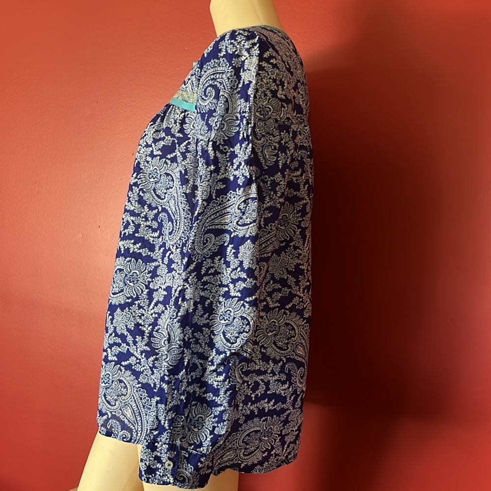 EUC J. Crew blue Paisley cotton blouse. - Picture 9 of 16
